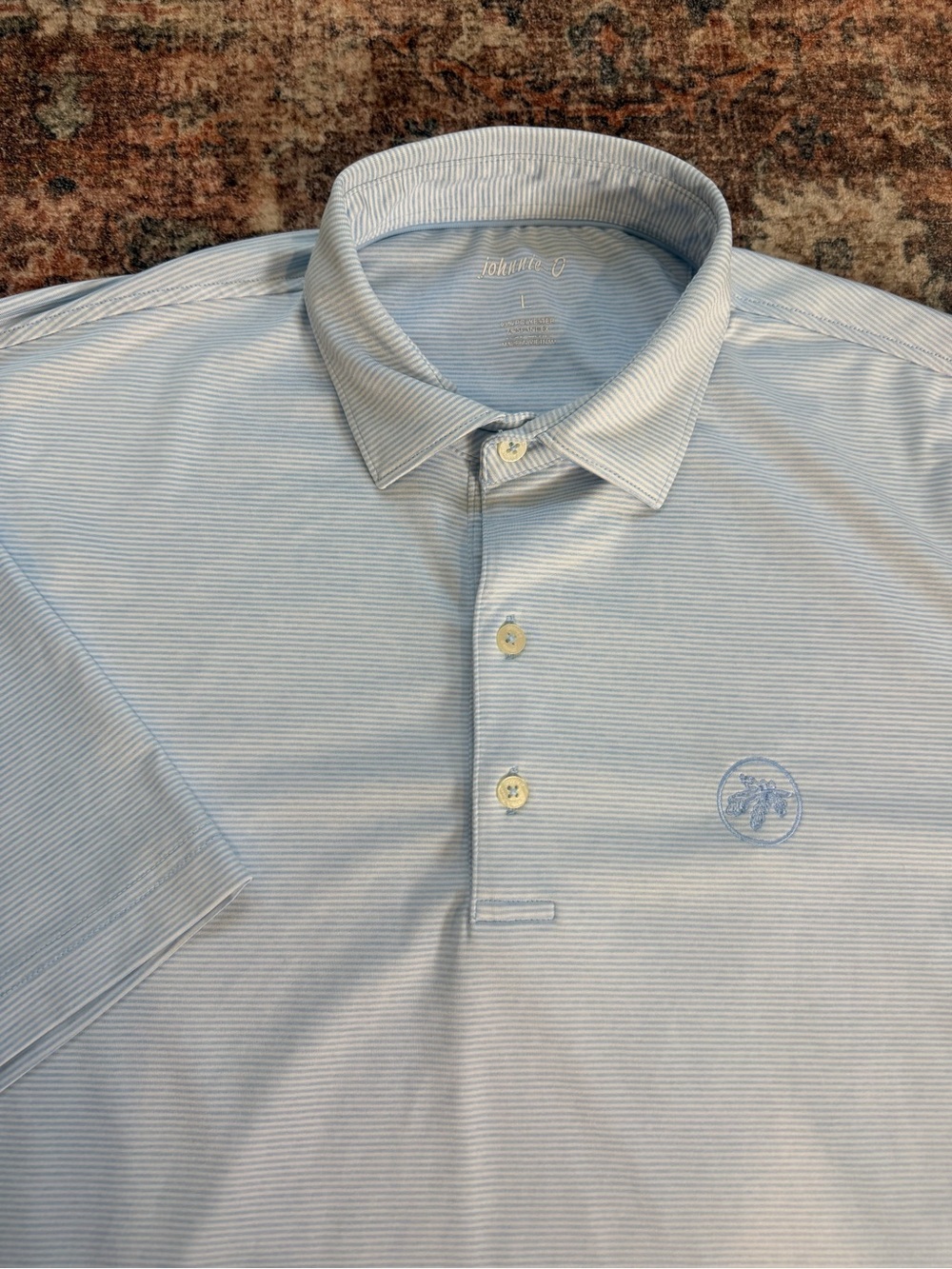 Johnnie-O Light Blue Striped Men’s Polo Shirt size L